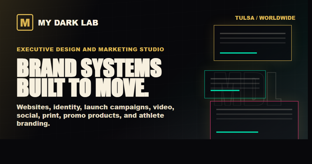 My Dark Lab brand artwork and studio preview.